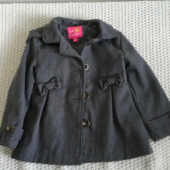 PINK PLATINUM WHOOL BOW WAIST GIRLS JACKET SIZE 4T - Picture 1 of 5